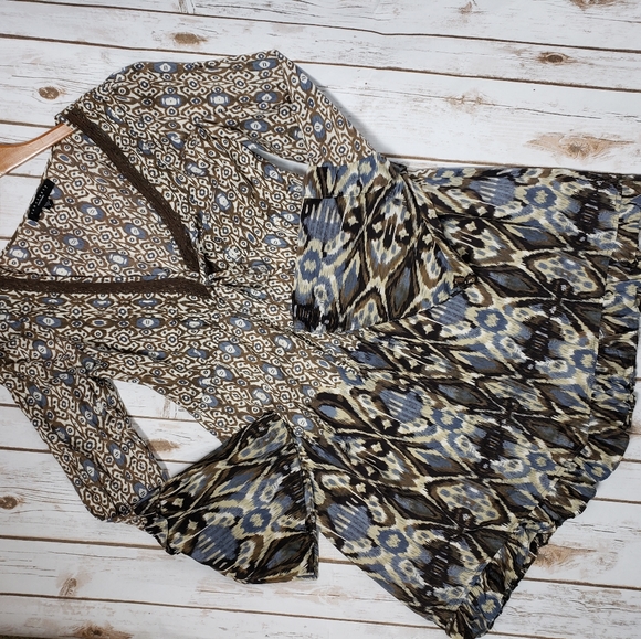 Sanctuary Dress Boho Silk Blend Bell Sleeve Lace - Picture 5 of 6